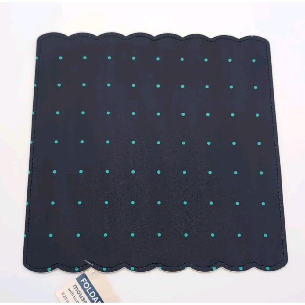 NWT Elegant blue Scalloped foldable mouse pad for office or school 8x8